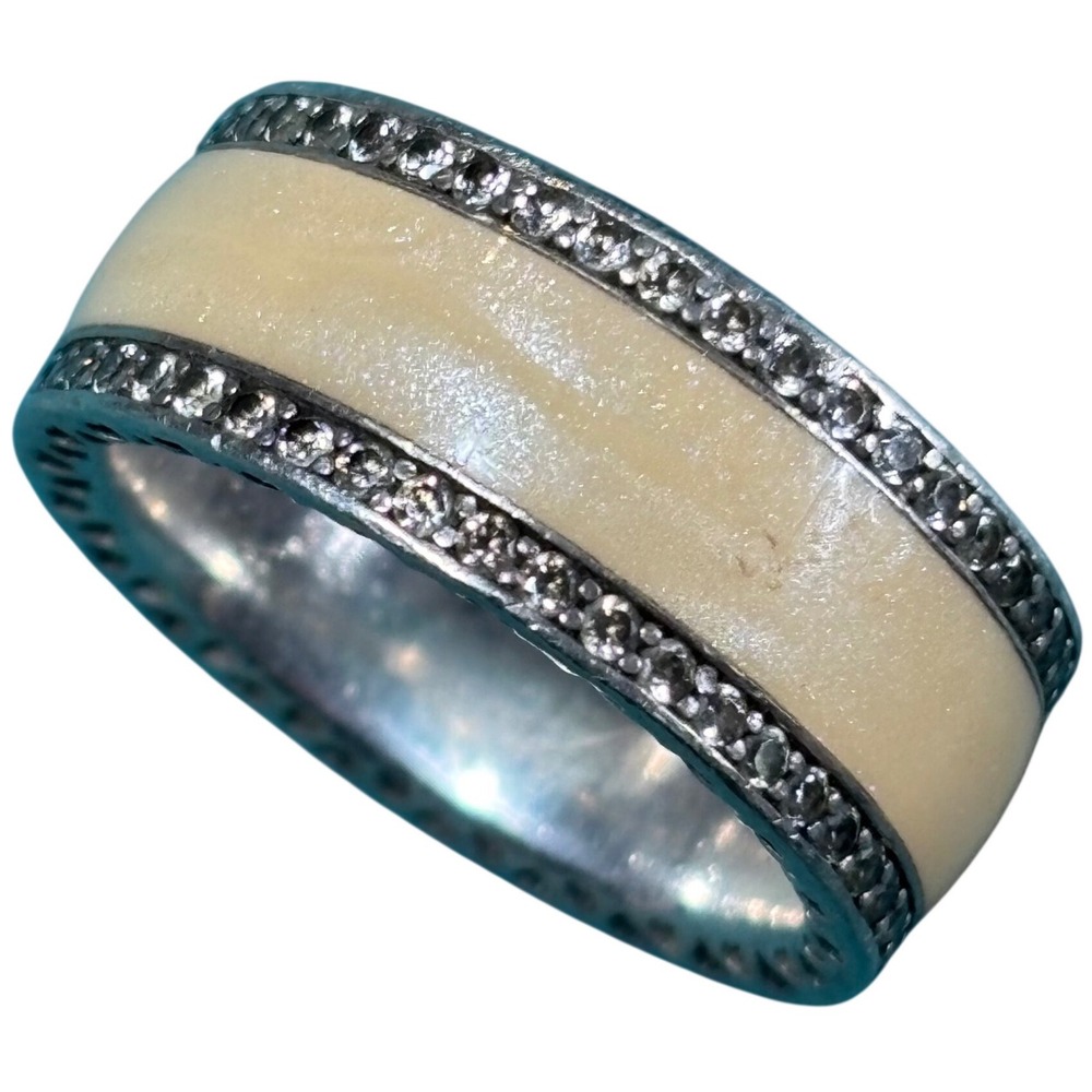 Pandora Radiant Hearts Ring 191011NCB Sterling Silver‎ Enamel CZ Size 7